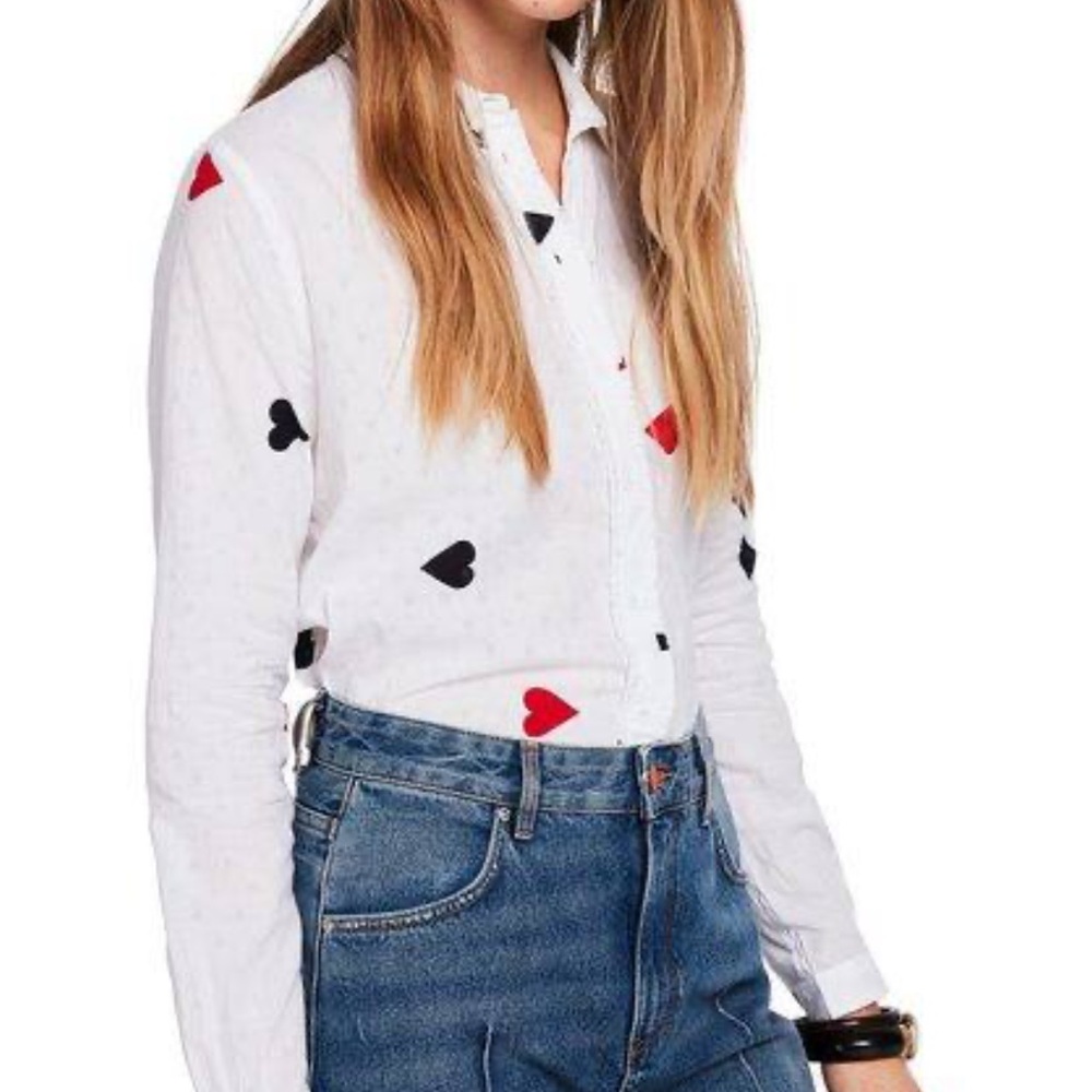 Scotch & Soda Women's White Shirt with Heart Accents